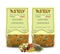 Tastely Vegetable Couscous - 250g x 2 Pack | Gluten Free Couscous with Dried Vegetables including Courgette, Pepper and Carrot | Quick vegetarian ready meal in 18 Minutes - Suitable for Vegan Diets