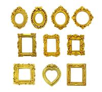 Tastetreasure 10Pcs Mini Vintage Gold Picture Frames, Resin Small Photo Frames Ornaments, 10 for Home Decor, Crafts, Wall Art