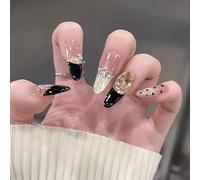 Tastetreasure 24 Pcs Handmade 3D Press on Nails Almond, Luxury Fake Nails with Gems & Pearls, Reusable Acrylic False Nails Kit with Jelly Glue, Nail File, Prep Pad, Removal Stick