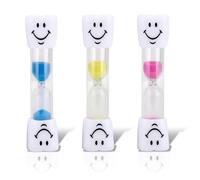 Tastetreasure 3 Pack Smile Toothbrush Timer for Kids, 3 Minute Sand Timer for Brushing Teeth, Colorful Hourglass Sand Clock for Children Bathroom, Pink Blue Yellow Visual Timer Set