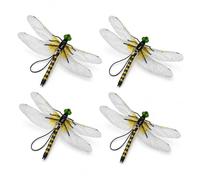 Tastetreasure 4 Pack Dragonfly Clips to Keep Bugs Away, 3D Realistic Fake Dragonfly Decoy Fly Deterrent, Eco-Friendly Outdoor Garden Yard Decorations