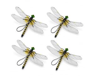 Tastetreasure 4 Pack Dragonfly Clips to Keep Bugs Away, 3D Realistic Fake Dragonfly Decoy Fly Deterrent, Eco-Friendly Outdoor Garden Yard Decorations