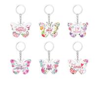 Tastetreasure 6 Pcs Happy Mother's Day Keychains, Floral Butterfly Acrylic Keyrings for Mom from Daughter Son, Best Mom Ever Gifts Bulk, Mothers Day Party Favors for Women, Church & Family