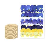 Tastetreasure 60 Pcs Cake Decorations Set, 40 Pcs Natural Dried Pressed Flowers and 20 Pcs Gold Acrylic Happy Birthday Cupcake Toppers, Edible-Look Real Flowers for Cake Decorating, Baking, Crafts,