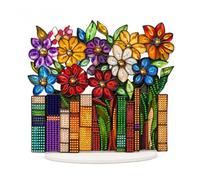 Tastetreasure: Floral Book Diamond Art Kit for Adults, 5D Gem Painting Desktop Ornament with Display Stand, Acrylic Mosaic Flower Craft Kit Desk Decor Gift