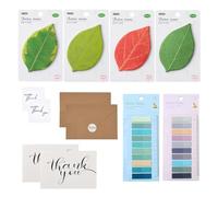 Tastetreasure Original Nature-Inspired Sticky Notes Set 20 Colors (400 Sheets) Includes Spring Tea & Summer Vibrant Series Maple Leaf & Flower Shapes Planner Index Tabs