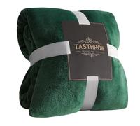 TASTHROW Large Flannel Fleece Throw Blanket, 60×80 Inch - Cozy Lightweight Thick Blanket - All Seasons Suitable for Women, Men and Kids (Dark Green)