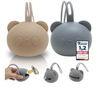Tastic Baby Dummy Box - 2 x Silicone Dummy Boxes for On the Go in Panda Shape - Dummy Storage BPA Free - Box Versatile and Easy to Clean Beige + Grey
