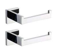 TASTOS Polished Chrome Toilet Paper Holder SUS304 Stainless Steel, Modern Square Half Open Bathroom 5 inch TP Holder Wall Mount Rustfree Tissue Roll Dispenser for Washroom Kitchen 2 Pack