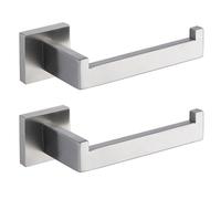 TASTOS Toilet Paper Holder Brushed Nickel 2 Pack, Toilet Tissue Roll Holders Dispenser and Hangers Wall Mounted for Bathroom & Kitchen, Stainless Steel Modern Square Style (Silver)