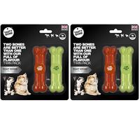Tasty Bone Twin Pack Nylon Dog Chew Toys for Toy Dogs (Roast Beef & Apple Pie) - Indestructible for Aggressive Chewers, Everlasting Flavour, Strong Healthy Teeth, Made in the UK (Pack of 2)