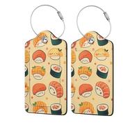 Tasty Cute Sushi Luggage Tags with Stainless Loop Privacy Cover ID Funny Cute Unique Pattern 2 PCS