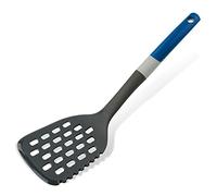 Tasty Dark Blue Grey Non-Stick Slotted Turner, Heat-Resistant, Soft Grip, 34x9.5cm