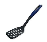 Tasty Everyday Slotted Cooking Turner with Angled Front and Cutting Edge, Heat-Resistant with Soft Grip, Slotted Turner, Non-Scratch, Kitchen Utensil, Dimensions: 34x10x5.5cm Colour: Dark Blue, Grey