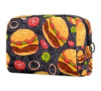 Tasty jJuicy Greasy Cheeseburger Cosmetic Bag for Women, Travel Toiletries Bags Large Makeup Handy Pouch Organiser Bag with Zipper