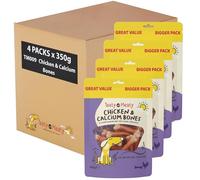 Tasty & Meaty Dog Treats - Calcium Bones with Real Chicken Breast, Rawhide Free, Low Fat, High Protein Dog Training Treats for All Breeds, 4 x 350g Value Pack