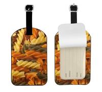 Tasty Pasta,Luggage Tags Pu Leather Name Tag Travel Suitcase Identifier ID Tags Durable Baggage Label 2 pcs