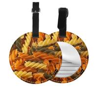 Tasty Pasta,Luggage Tags Pu Leather Name Tag Travel Suitcase Identifier ID Tags Durable Baggage Label 2 pcs