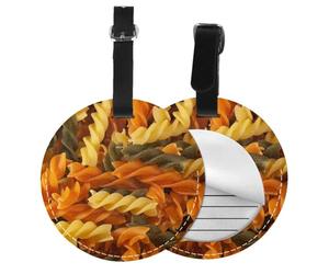 Tasty Pasta,Luggage Tags Pu Leather Name Tag Travel Suitcase Identifier ID Tags Durable Baggage Label 2 pcs