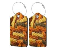 Tasty Pasta,Luggage Tags Pu Leather Name Tag Travel Suitcase Identifier ID Tags Durable Luggage Label 2 pcs
