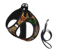 Tasty Pizza Print Reflective No Choke Pet Vest Harness,Adjustable Soft Padded Dog Harness With Easy Control Handle