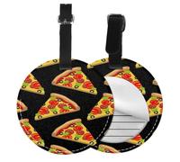 Tasty Pizza Print Round Luggage Tag 10 Cm, Pu Leather Suitcase Label, Luggage Tags for Cruise Ships Suitcase Tags Beach Malibu Print Privacy Cover Id Label