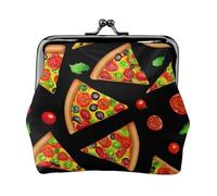 Tasty Pizza Print Women'S Kiss Lock Coin Pouch, Mini Wallet For Cards And Lipstick, Soft Compact Purse