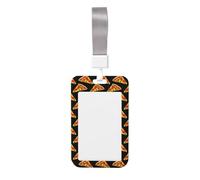 Tasty Pizza Printed Id Card Badge Holder with Neck Strap Waterproof Name Card Holder Plastic Vertical Sleeve Pocket
