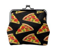 Tasty Pizza Printing Coin Purse, Lightweight Minimalist Wallet For Music Festivals And Concerts, Black, One Size, Art Deco