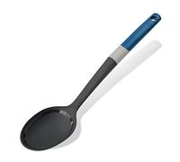 Tasty Serving Spoon with Measurements, Non-Stick Cooking Spoon, Spoon Ladle with Soft Grip Handle, Stirring Spoon, Non-Scratch Kitchen Utensil, Dimensions, 34 x 7 cm, Colours, Dark Blue, Grey