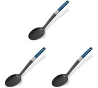 Tasty Serving Spoon with Measurements, Non-Stick Cooking Spoon, Spoon Ladle with Soft Grip Handle, Stirring Spoon, Non-Scratch Kitchen Utensil, Dimensions, 34 x 7 cm, Colours, Dark Blue, Grey