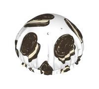 Tasty Sweet Chocolate Cookie Shower Cap For Women Adjustable Bath Caps Washable Shower Caps For Men Bathing Long Hair