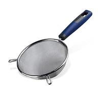 Tasty Wire Mesh Sieve with Long Handles and Support, Stainless Steel, Mesh Strainer for Washing and Sieving, Dishwasher Safe, Kitchen Gadgets, Colours, Dark Blue & Silver