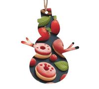 Tasty Wonders Wooden Christmas Tree Ornaments Snowman Shape 2 PCS - Vintage Pendant Decorations for Holiday Home Decor