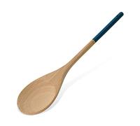 Tasty Wooden Kitchen Serving Spoon, Spoon Ladle with Blue Handle, Kitchen Spoon for Cooking and Serving Food, Wooden Kitchen Utensil, Dimensions: 30 x 6.5 cm, Colours: Light Brown and Blue