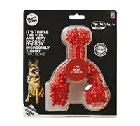 TastyBone TrioBone Nylon Dog Chew Toy for Large Dogs (Beef) - Indestructible for Aggressive Chewers, Everlasting Flavour, Strong Healthy Teeth, Made in the UK