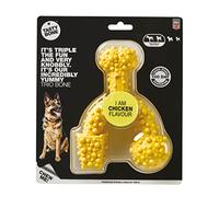 TastyBone TrioBone Nylon Dog Chew Toy for Large Dogs (Chicken) - Indestructible for Aggressive Chewers, Everlasting Flavour, Strong Healthy Teeth, Made in the UK