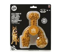 TastyBone TrioBone Nylon Dog Chew Toy for Large Dogs (Peanut Butter) - Indestructible for Aggressive Chewers, Everlasting Flavour, Strong Healthy Teeth, Made in the UK
