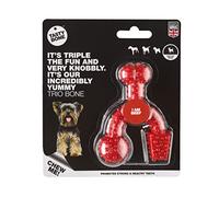 TastyBone TrioBone Nylon Dog Chew Toy for Toy Dogs (Beef) - Indestructible for Aggressive Chewers, Everlasting Flavour, Strong Healthy Teeth, Made in the UK