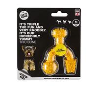 TastyBone TrioBone Nylon Dog Chew Toy for Toy Dogs (Chicken) - Indestructible for Aggressive Chewers, Everlasting Flavour, Strong Healthy Teeth, Made in the UK