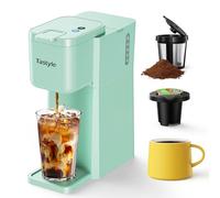 Tastyle Mini Hot & Iced Coffee Maker, K-Cup & Ground Beer Sizes 170-300ml with Recipe Book for Home, Travel, Caravan, Office & Bedroom, Mint