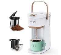 Tastyle Single Serve Coffee Maker, for K Cups Pods and Ground Coffee, Mini Coffee Maker with Portable Handle, 6-12 oz Brew Size, for Travel, Camping, Office, RV and Bedroom