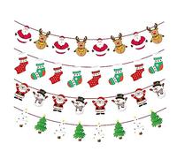 TATAFUN 4 Pcs Christmas Hanging Banner Christmas Decorations, Merry Christmas Banner, Paper Christmas Banners Flags, With Patterns of Santa Claus Snowman Reindeer, For Christmas Decorations