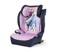 Disney Frozen car seat with ISOFIX Attachment for The Safety of Girls with a Height of 100 to 150 cm with Graphics of Princess Elsa, Anna and The Cute Olaf on a Purple Background
