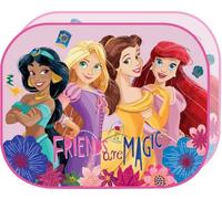 Disney Princess Girls Pair of Car Sun Shade Side Curtains 44 x 35 cm with Jasmine Rapunzel Belle Ariel Graphics on Pink Background