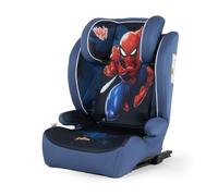 Tataway Marvel Spiderman car seat with ISOFIX Attachment for Children's Safety with a Height of 100 to 150 cm with Graphics of The Superhero Spider-Man on Blue Background