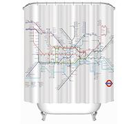 tatawu London Underground Tube Map Shower Curtain, waterproof and antifungal Polyester Shower Curtain, Machine Washable, 71x71 inches(180cmx180cm) with 12 Holes