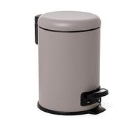 TATAY Bathroom Trash Bin with Stainless Steel Pedal, 3L Capacity, Remvable Inner Case, Cushioned Drop Closure, BPA Free, Taupe. Measures 17,5 x 22,5 x 25 cm.