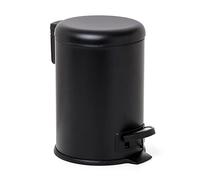 TATAY Bathroom Trash Bin with Stainless Steel Pedal, 3L Capacity, Remvable Inner Case, Cushioned Drop Closure, BPA Free, Black. Measures 17,5 x 22,5 x 25 cm.