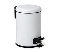 TATAY Bathroom Trash Bin with Stainless Steel Pedal, 3L Capacity, Remvable Inner Case, Cushioned Drop Closure, BPA Free, White. Measures 17,5 x 22,5 x 25 cm.